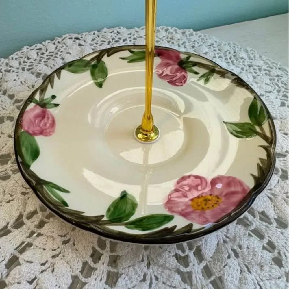 Franciscan Desert Rose Two-Tier Teacup Jewelry Tray - Picture 2 of 4